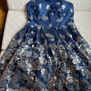 Emerald Sundae Blue Dress with Silver Accents